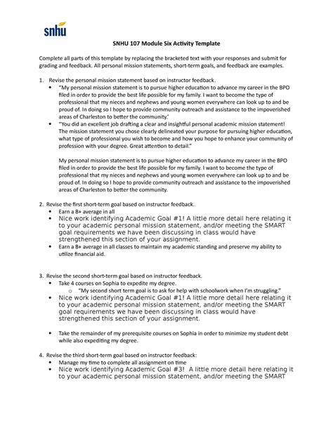 SNHU 107 Module Six Activity Template SNHU 107 Module Six Activity