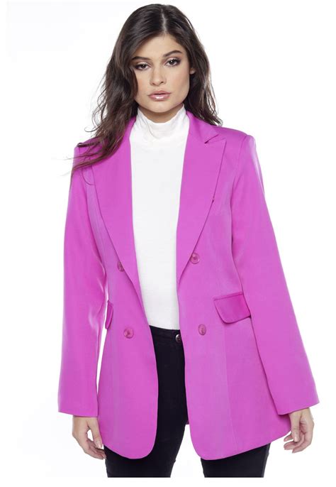 Blazer Feminino Alfaiataria Longo Sob Rosa Rosa