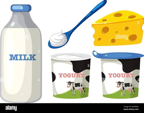 Group Of Dairy Milk Products Illustration Stock Vector Image And Art Alamy