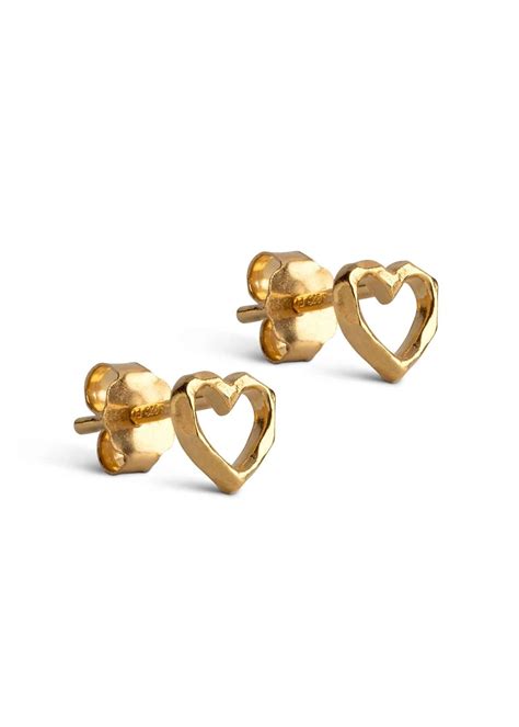 Heart Organic Studs Gold Enamel Anthon Dk