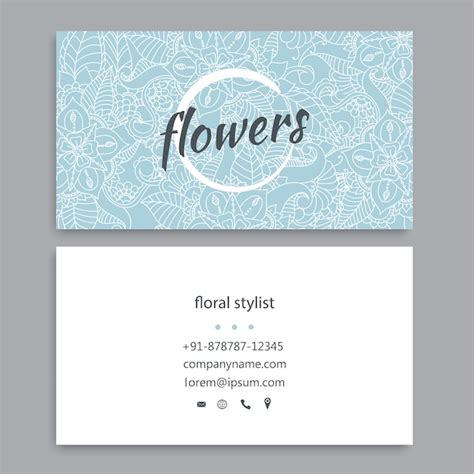 Premium Vector Business Card Template Set With Watercolor Flowers