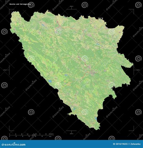 Bosnia And Herzegovina Shape On Black Topo Standard Stock Illustration