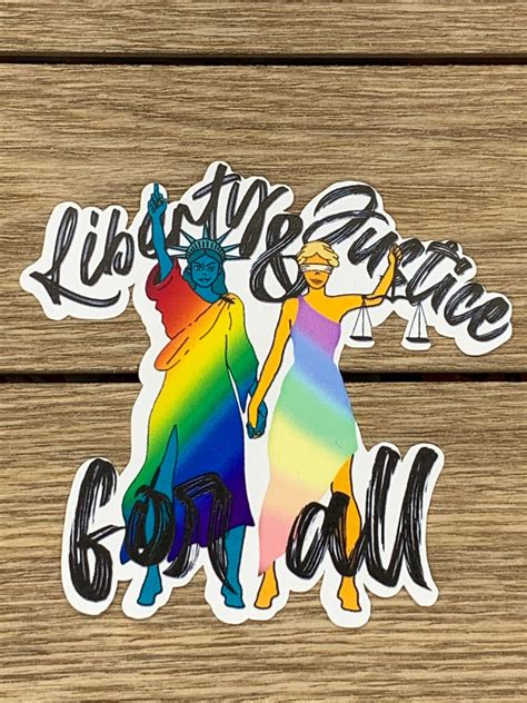 Liberty And Justice For All Vinyl Sticker Lgbtq Sticker Etsy