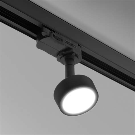 Faretto Round Per Binario Century Trifase Track Light Nero W Cri