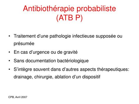 PPT ANTIBIOTHERAPIE PROBABILISTE ET DURGENCE PowerPoint Presentation