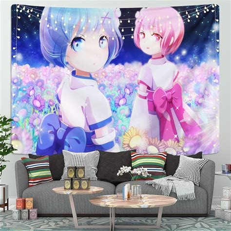 Ram And Rem Rezero Anime Tapestry Room Decor Nearkii