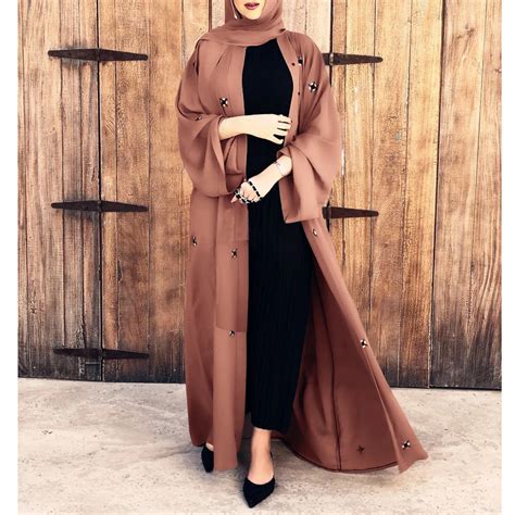 Abaya Robe Longue Maxi Pour Femmes Musulmanes Kimono Turc Avec Perles