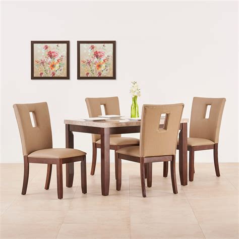 Buy Oxville Marble Top Seater Dining Set With Chairs Brown From