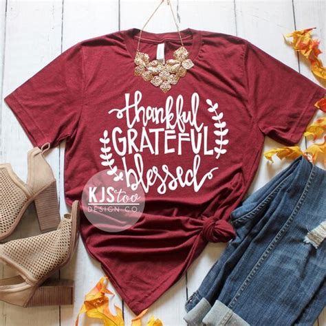 Fall Tee Grateful Thankful Blessed Tee Fall Shirt Cute Etsy