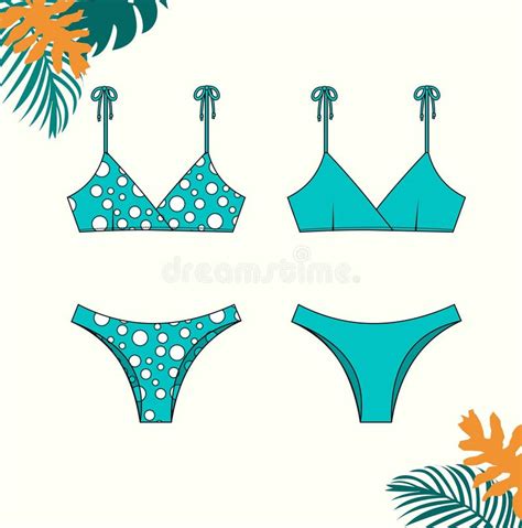 Plantilla De Sketch Plano De Moda En Bikini Ilustración del Vector Ilustración de atractivo