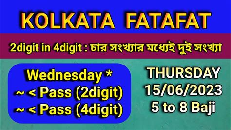 Kolkata Fatafat Free Tips Digit Digit Games To Baji Thursday