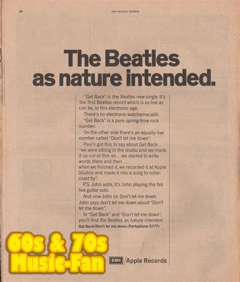 BEATLES POSTER 1969 Original NME Get Back Paul Mccartney John Lennon