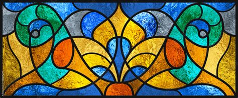 Sketch Of A Colored Stained Glass Window Art Nouveau Abstract Stained Glass Background Bright