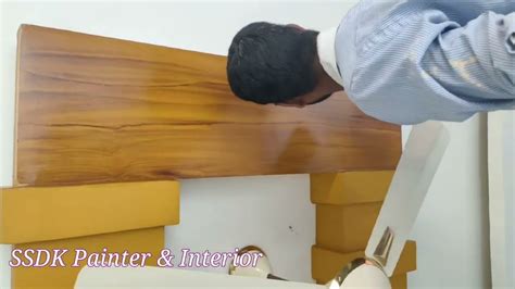 False Ceiling Wood Grain Painting Work Youtube