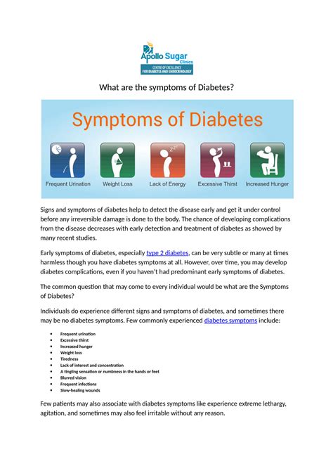 Apollo Sugar Clinic What Are The Symptoms Of Diabetes Page 1