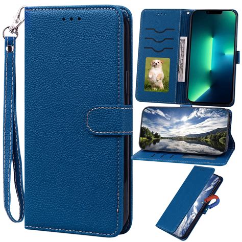 For Samsung Galaxy S21 Fe Case Wallet With Card Holder Luxury Pu Leather Wristband Lanyard