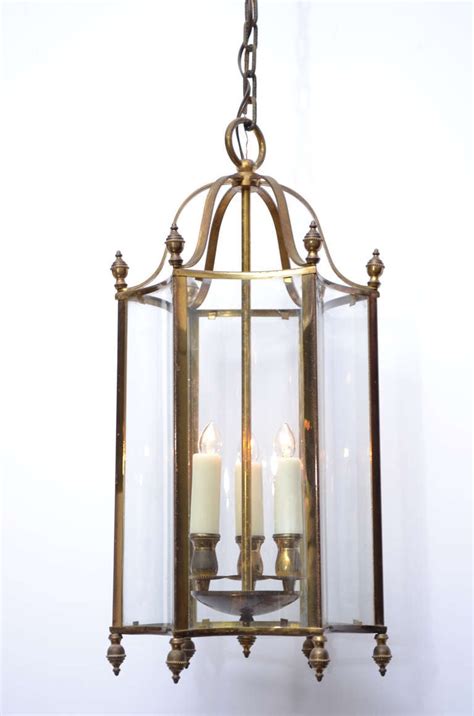 French Antique Brass And Glass Lantern At 1stdibs