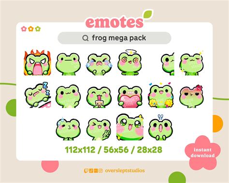 16 Kawaii Frog Emotes Pack For Twitch And Discord Frog Twitch Emotes