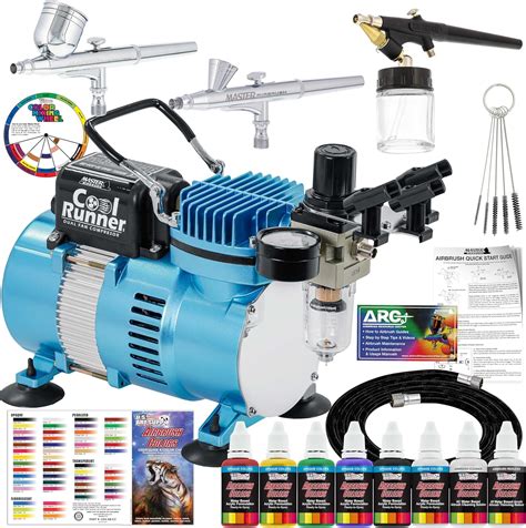 Master Airbrush Cool Runner Ii Dual Fan Air Compressor Professional Airbrushing