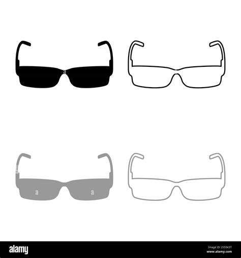 Sunglasses Icon Outline Set Black Grey Color Vector Illustration Flat
