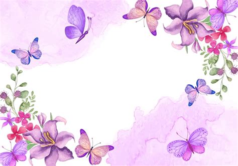 Hermoso fondo floral acuarela con mariposas volando | Vector Premium