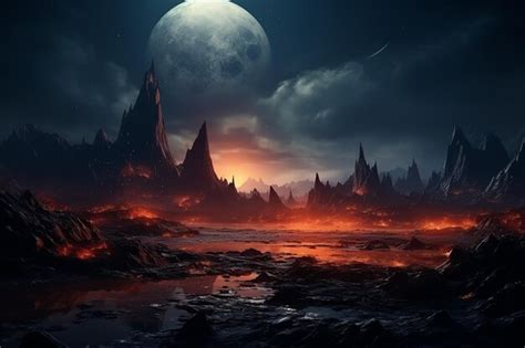 Premium Ai Image Fantasy Landscape D Rendered Space Art Alien Planet