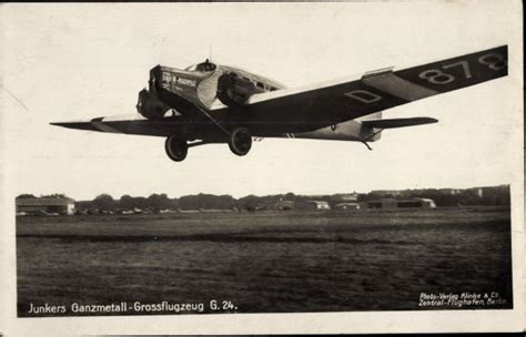 Ansichtskarte Postkarte Junkers Ganzmetall Gro Flugzeug Akpool De