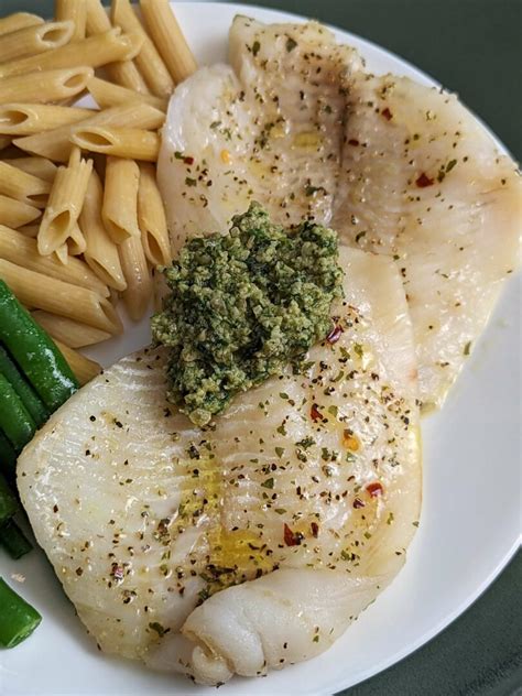 Easy Baked Flounder Recipe With Homemade Pistachio Pesto