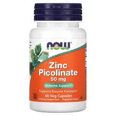 NOW Foods Zinc Picolinate 50 Mg 60 Veg Capsules 50 Mg Per Capsule