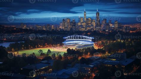 Night view of Melbourne Cricket Ground. Generative AI 32977575 Stock ...