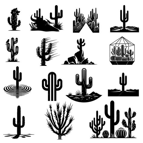 Premium Vector A Collection Of Cactus Vector Illustration