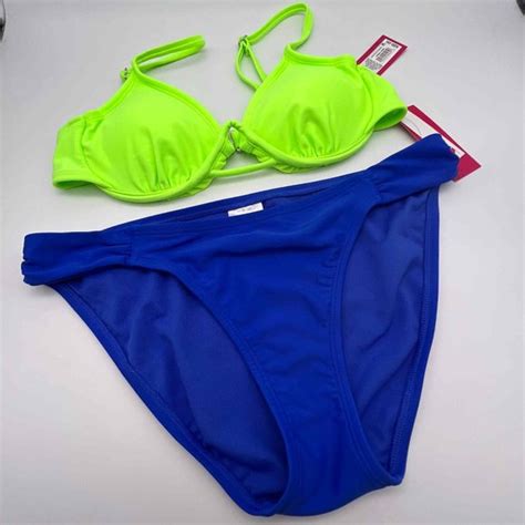 Xhilaration Swim New Xhilaration Blue Neon Green Bikini Size M