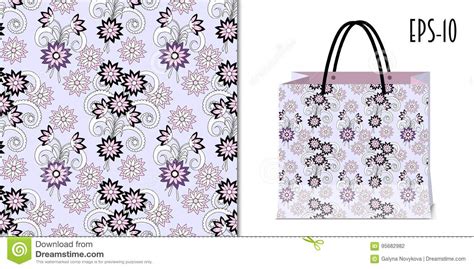 Seamless Floral Pattern And Packing Mockup Stock Vector Illustration