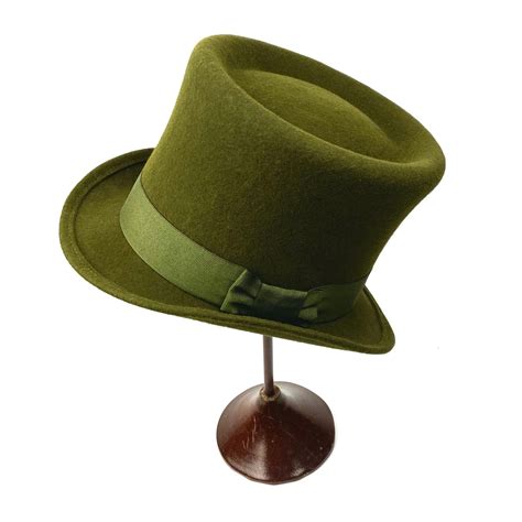 Felt Top Hat Green Loden Felt Hat Mad Hatter Top Hat Etsy