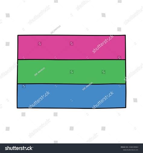 Polysexual Pride Flag Doodle Icon Vector Royalty Free Stock Vector