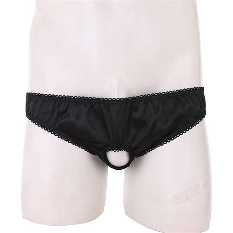 Sissy Sexy Men S Satin Open Penis Hole Bikini Briefs Underwear Thongs