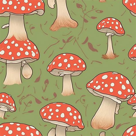 Premium Ai Image Mushrooms Seamless Patterns