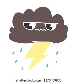 Cartoon Doodle Angry Storm Cloud Stock Illustration