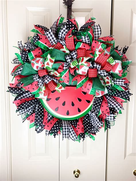 Watermelon Wreath Watermelon Wreath For Front Door Etsy Summer