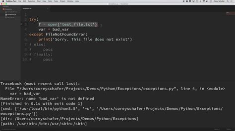 Python Tutorial Using Try Except Blocks For Error Handling Youtube