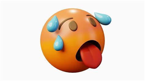 Overheated Face Emoticon Emoji Or Smiley D Model Animated Rigged