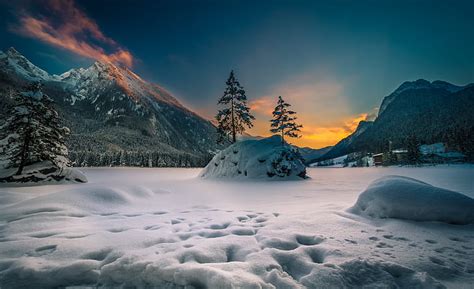 Cold Snow Winter Berchtesgaden Nature Mountains Landscape HD