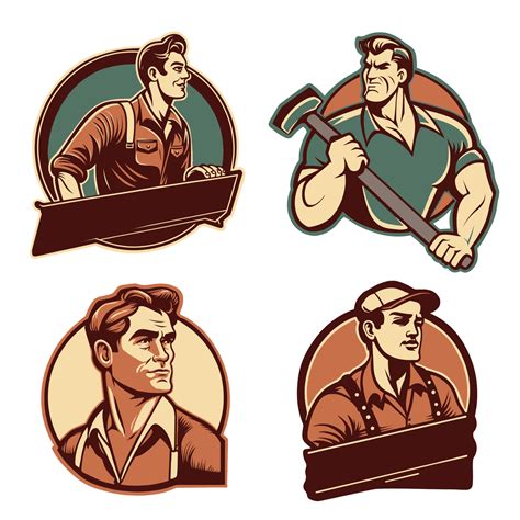 Male Worker Vintage Retro Logo 24523312 Vector Art At Vecteezy