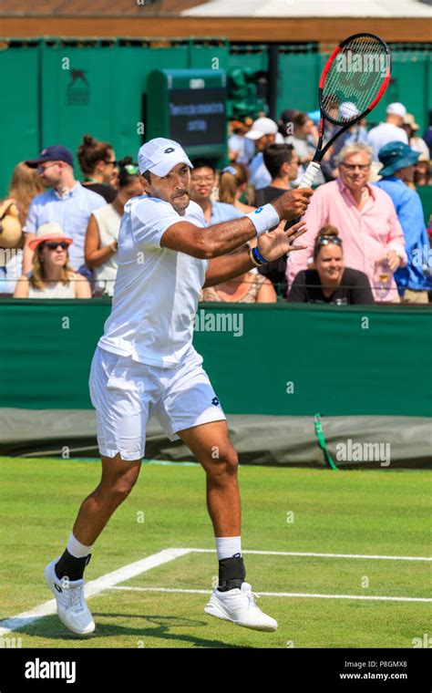 Pakistani Tennis Player Aisam Ul Haq Qureshi On Court In Men S Doubles