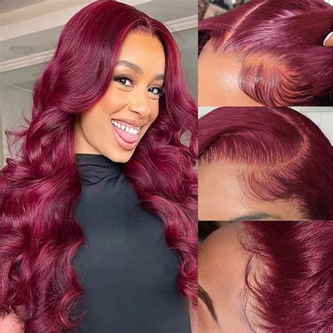 Phadria 13x4 Lace Front Wigs Human Hair Pre Plucked 99j Burgundy Lace Front Wigs