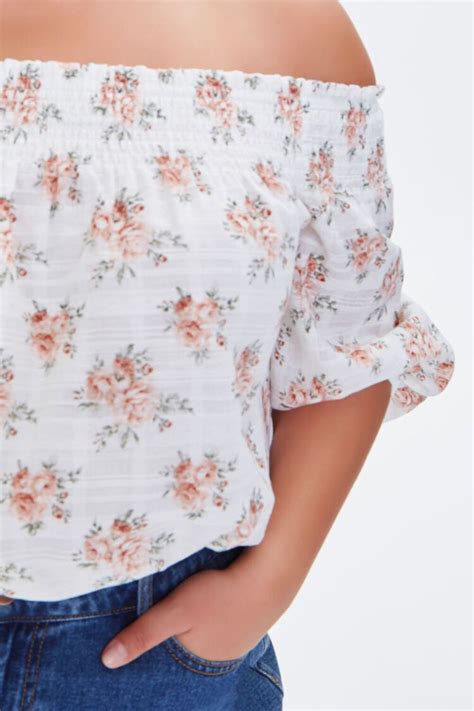 Plus Size Floral Off The Shoulder Top