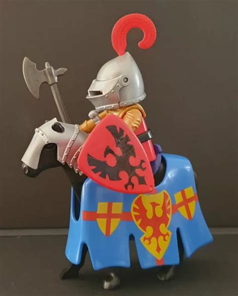 Playmobil Le Chevalier Du Aigle Rouge Cheval Armes Moyen Age