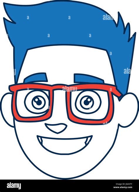 cartoon man face smiling wearing glasses and blue hair Stock Vector Image & Art - Alamy