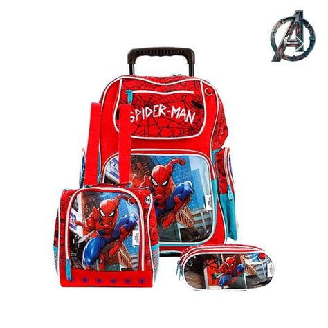 Kit Mochila Infantil Rodinha Homem Aranha Spider Man Aranha Kit