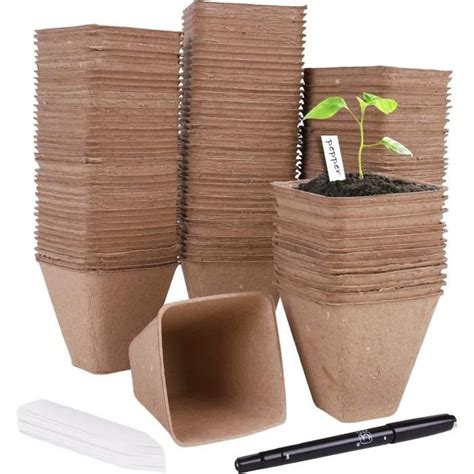 WEYE 100 Pièces Pots de Semis Biodégradable Godets de Repiquage 8cm